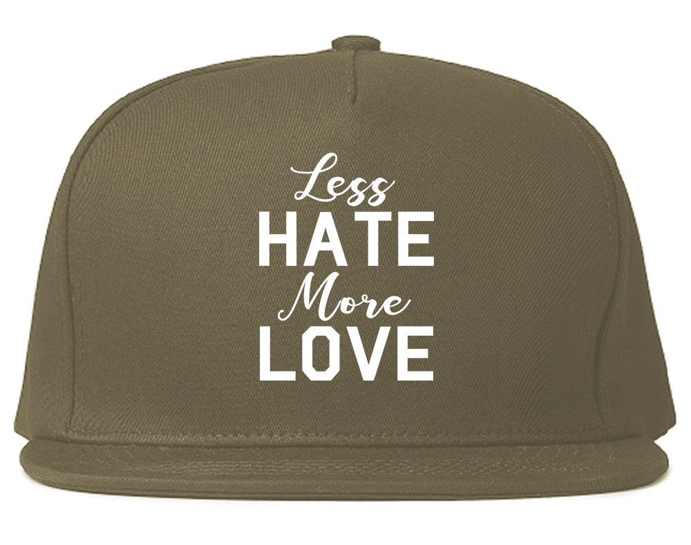 Less Hate More Love Mens Snapback Hat Grey