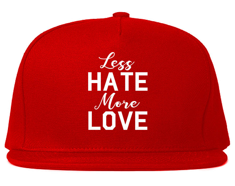 Less Hate More Love Mens Snapback Hat Red