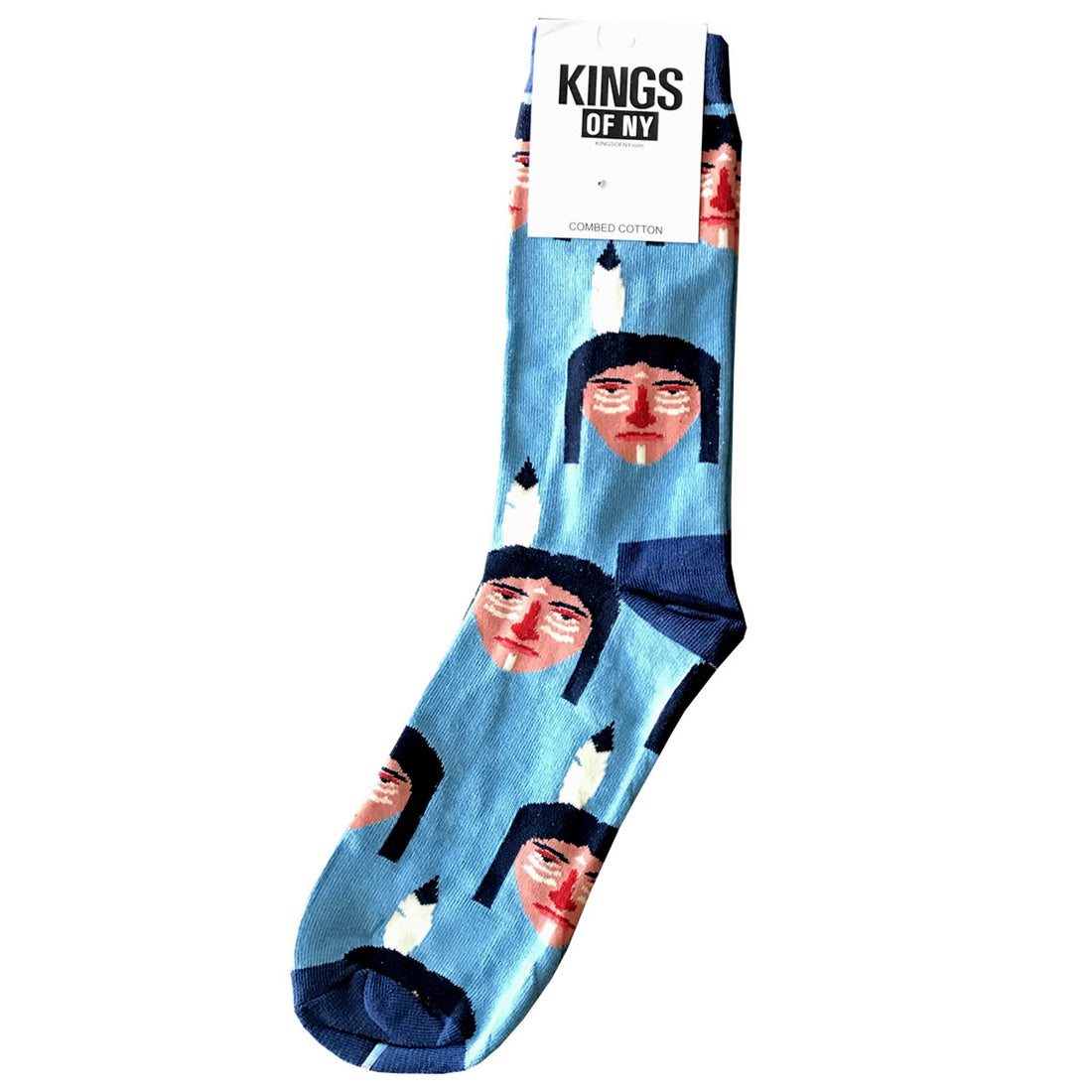 Light Blue Native Indian Mens Cotton Socks by KINGS OF NY