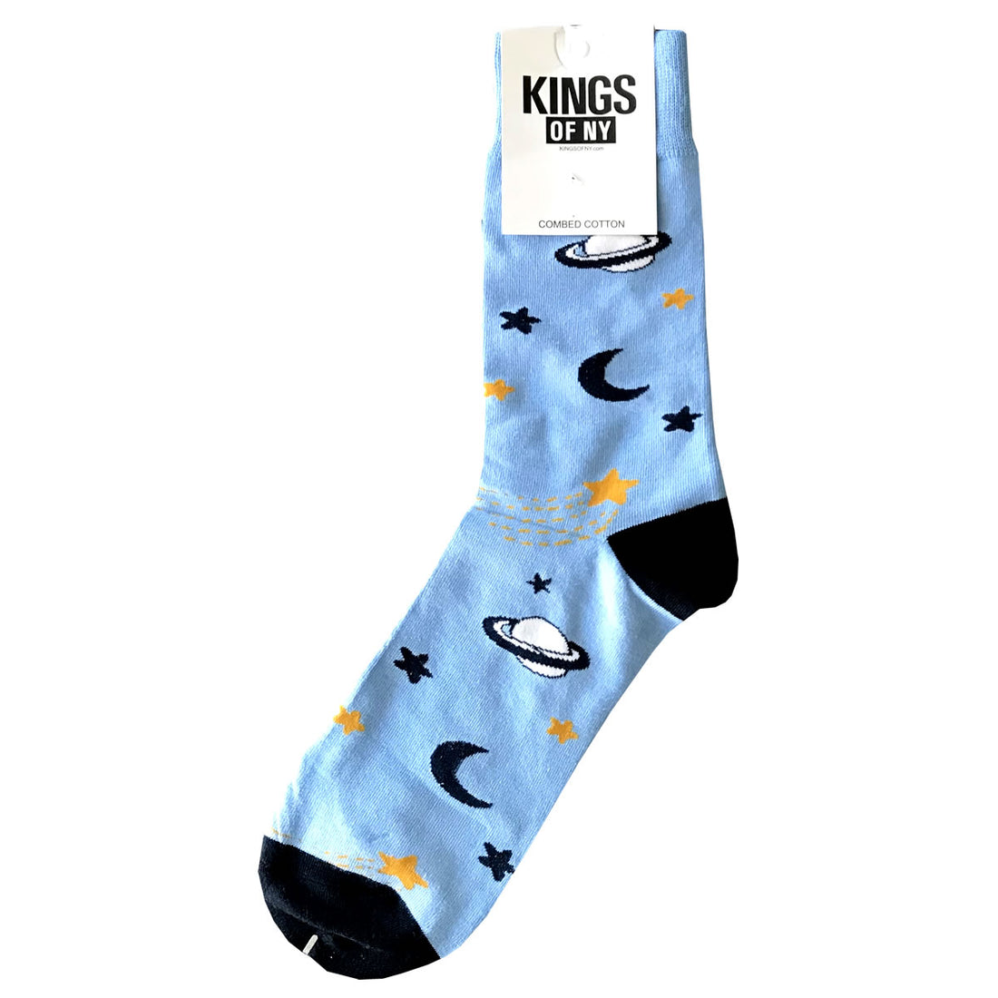 Light Blue Outerspace Galaxy Mens Cotton Socks by KINGS OF NY