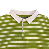 Light Olive Green Double Stripe Mens Long Sleeve Rugby Shirt