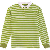 Light Olive Green Double Stripe Mens Long Sleeve Rugby Shirt