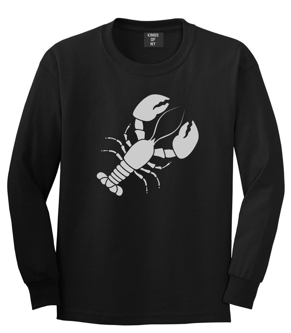 Lobster Mens Long Sleeve T-Shirt Black by Kings Of NY