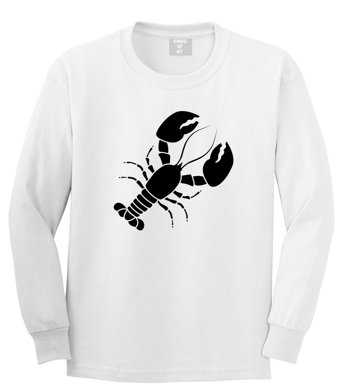 Lobster Mens Long Sleeve T-Shirt White by Kings Of NY