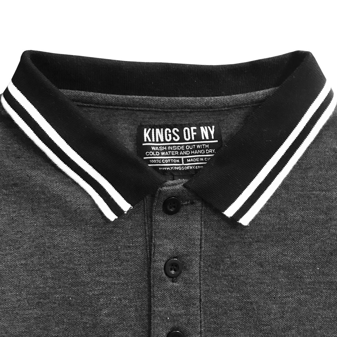 Logo Dark Grey Mens Cotton Tipped Pique Short Sleeve Polo Shirt