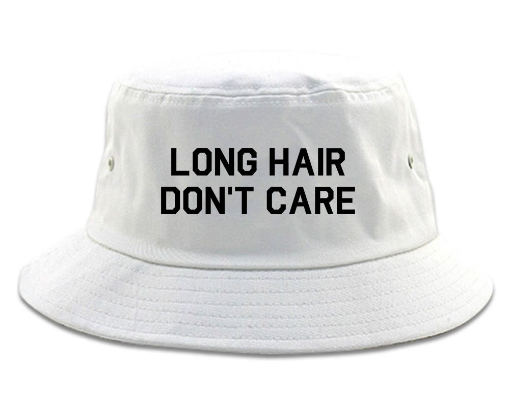 Long Hair Dont Care Bucket Hat White