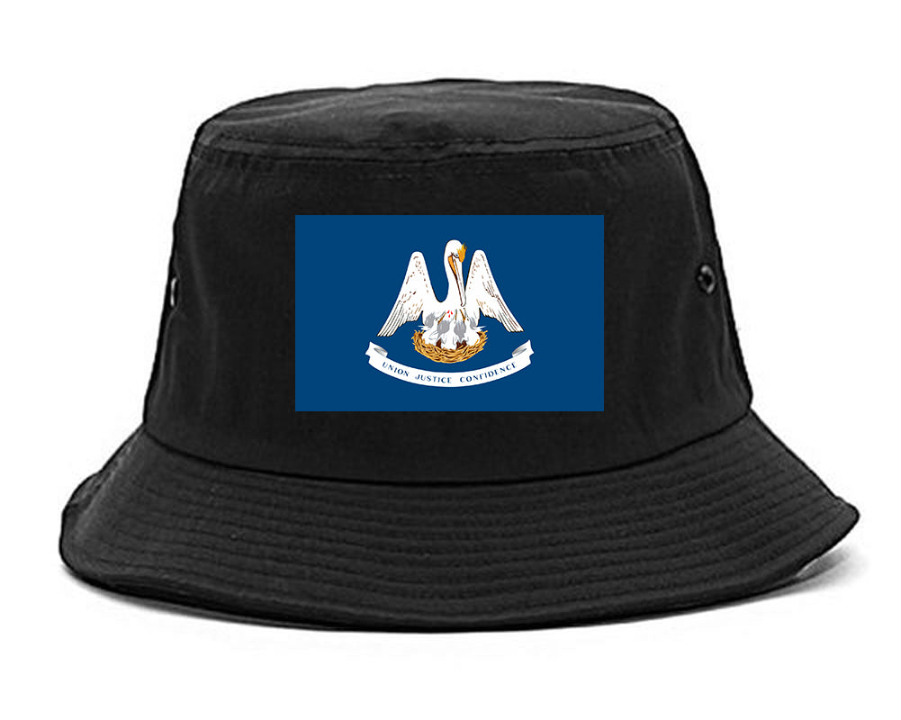 Louisiana State Flag LA Chest Mens Bucket Hat Black
