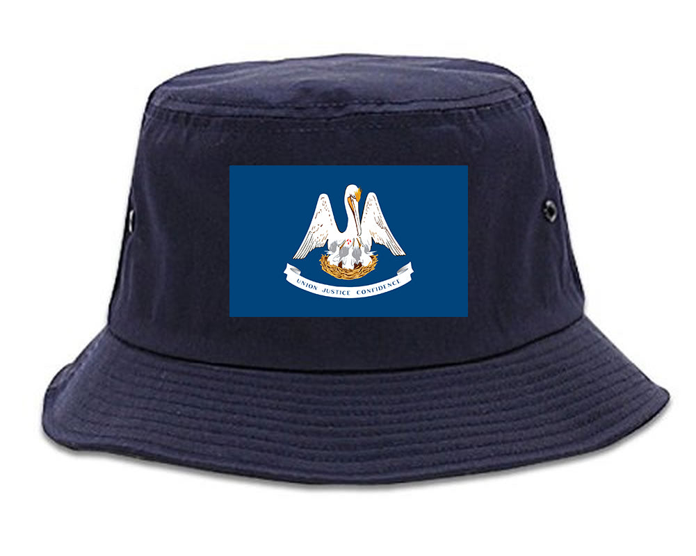 Louisiana State Flag LA Chest Mens Bucket Hat Navy Blue
