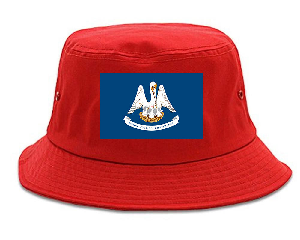 Louisiana State Flag LA Chest Mens Bucket Hat Red