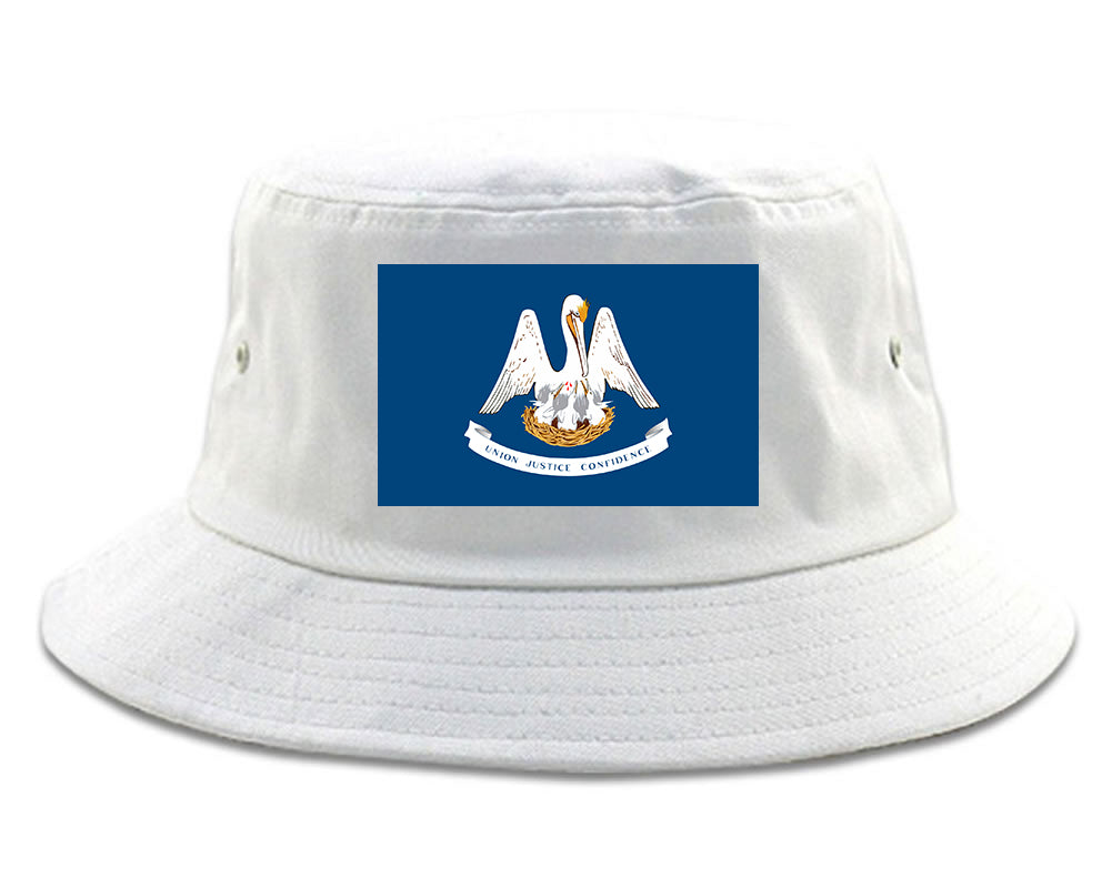 Louisiana State Flag LA Chest Mens Bucket Hat White