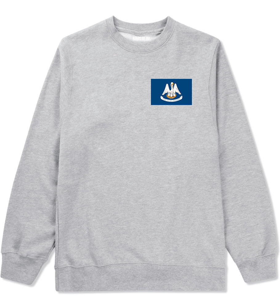 Louisiana State Flag LA Chest Mens Crewneck Sweatshirt Grey
