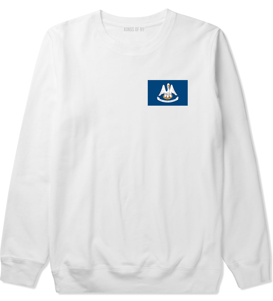 Louisiana State Flag LA Chest Mens Crewneck Sweatshirt White