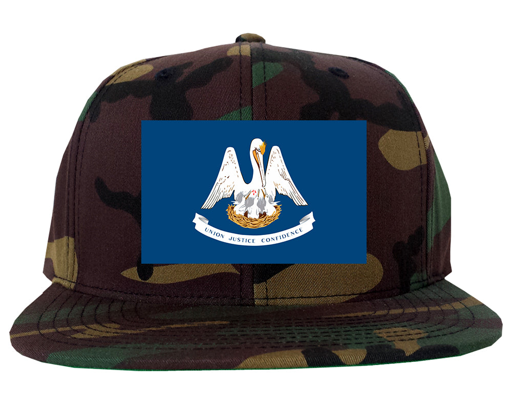 Louisiana State Flag LA Chest Mens Snapback Hat Army Camo