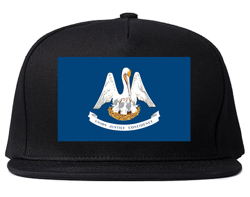 Louisiana State Flag LA Chest Mens Snapback Hat Black