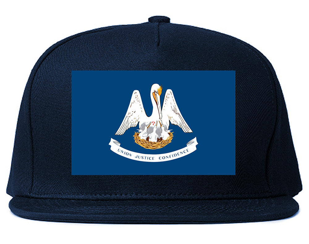 Louisiana State Flag LA Chest Mens Snapback Hat Navy Blue
