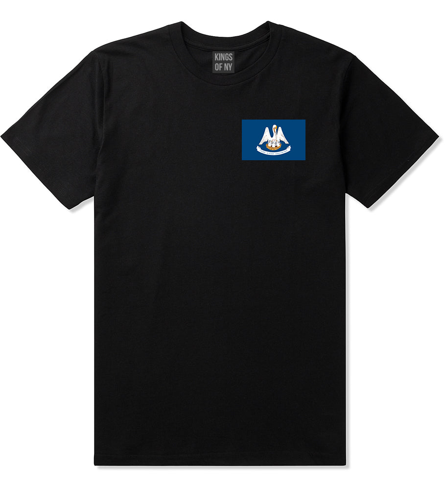 Louisiana State Flag LA Chest Mens T-Shirt Black