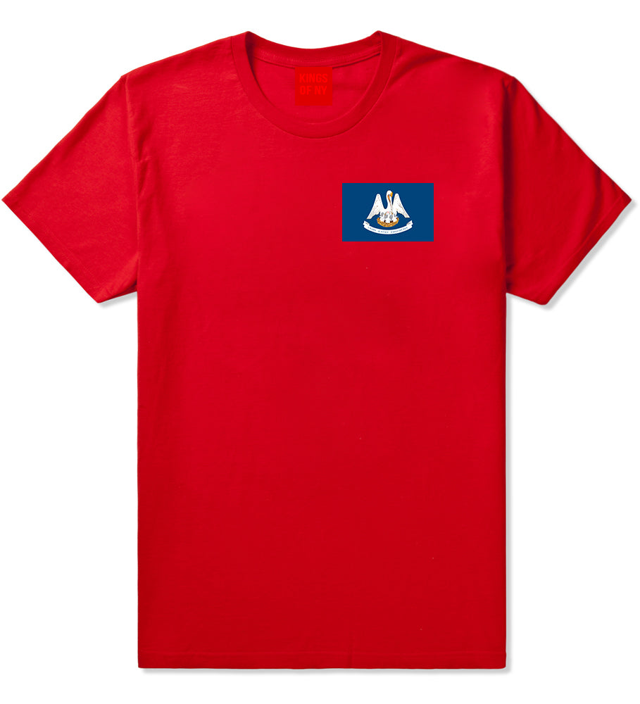 Louisiana State Flag LA Chest Mens T-Shirt Red