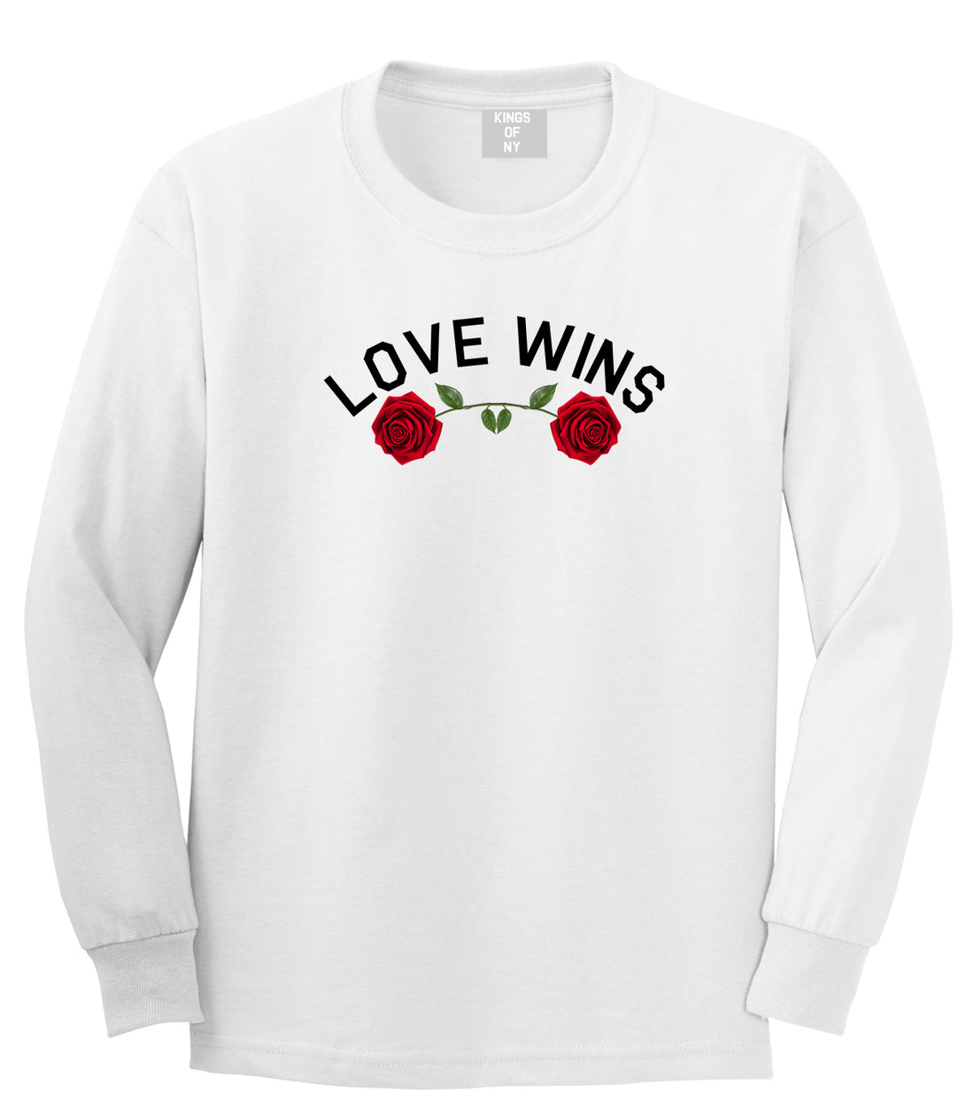 Love Wins Rose Mens Long Sleeve T-Shirt White by Kings Of NY