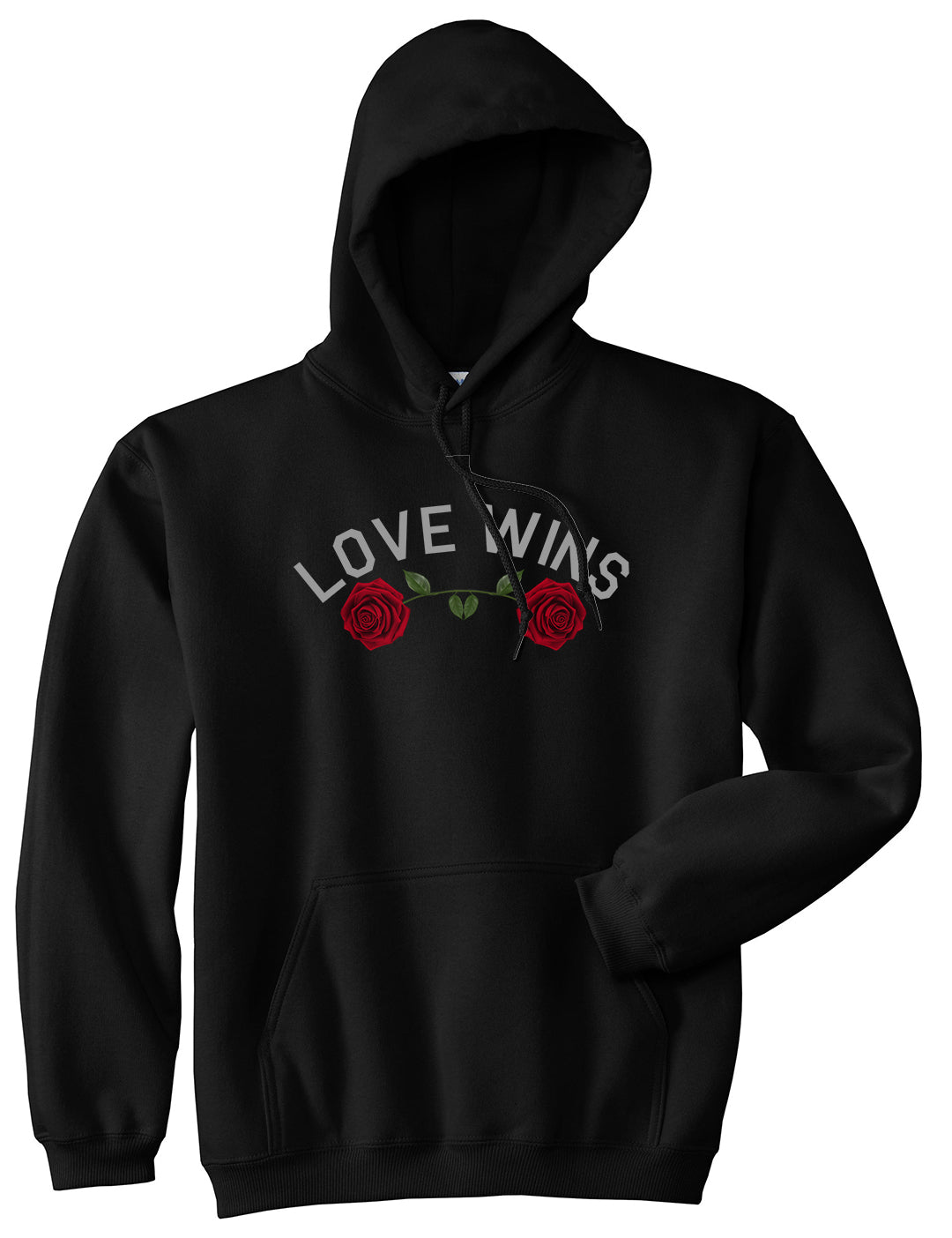 Love Wins Rose Mens Pullover Hoodie Black by Kings Of NY