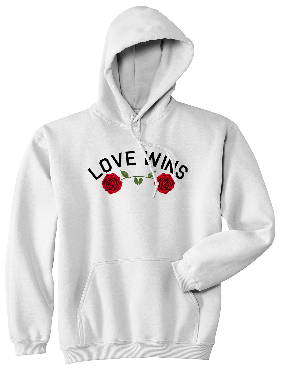 Love Wins Rose Mens Pullover Hoodie White by Kings Of NY