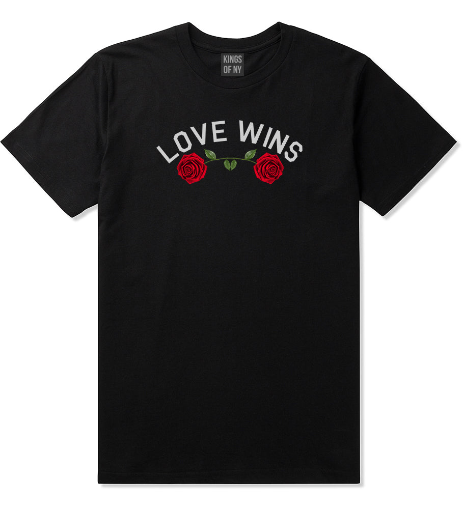 Love Wins Rose Mens T-Shirt Black by Kings Of NY