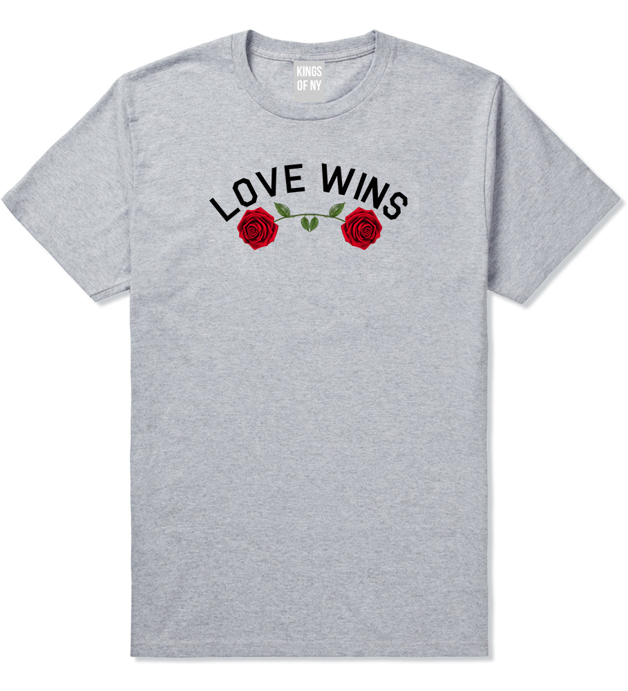 Love Wins Rose Mens T-Shirt Grey by Kings Of NY