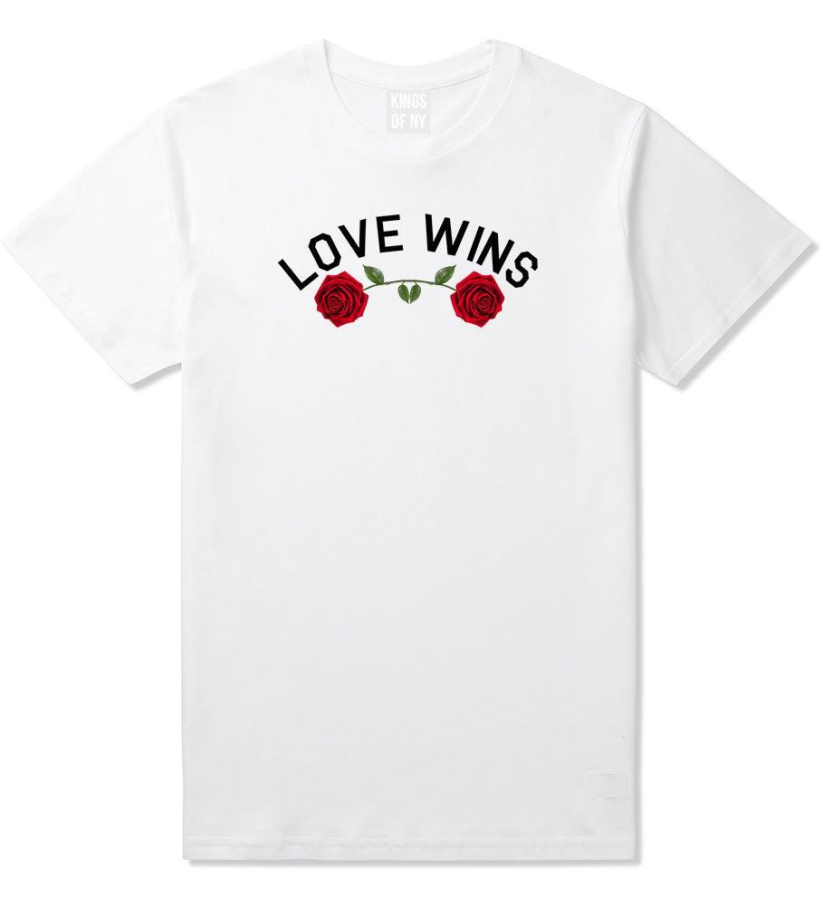 Love Wins Rose Mens T-Shirt White by Kings Of NY