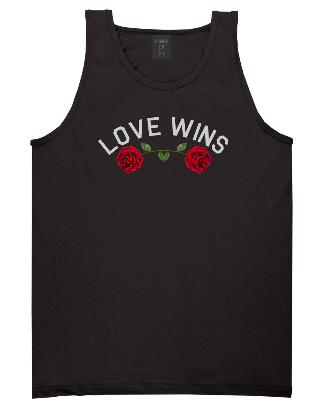 Love Wins Rose Mens Tank Top Shirt Black by Kings Of NY