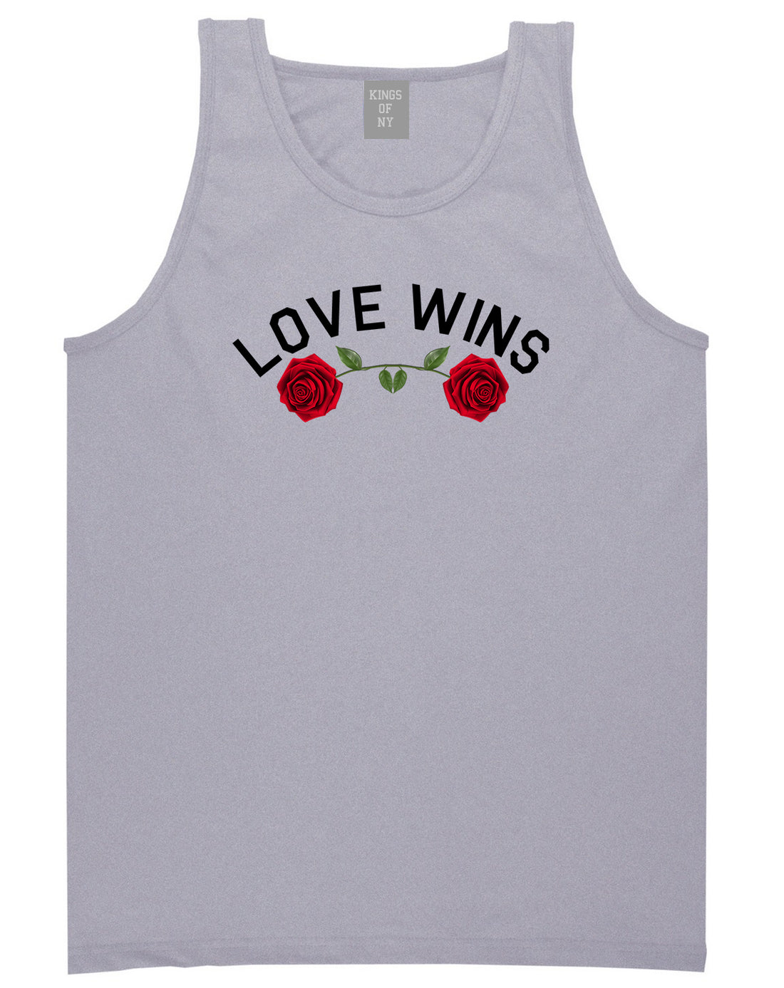 Love Wins Rose Mens Tank Top Shirt Grey by Kings Of NY