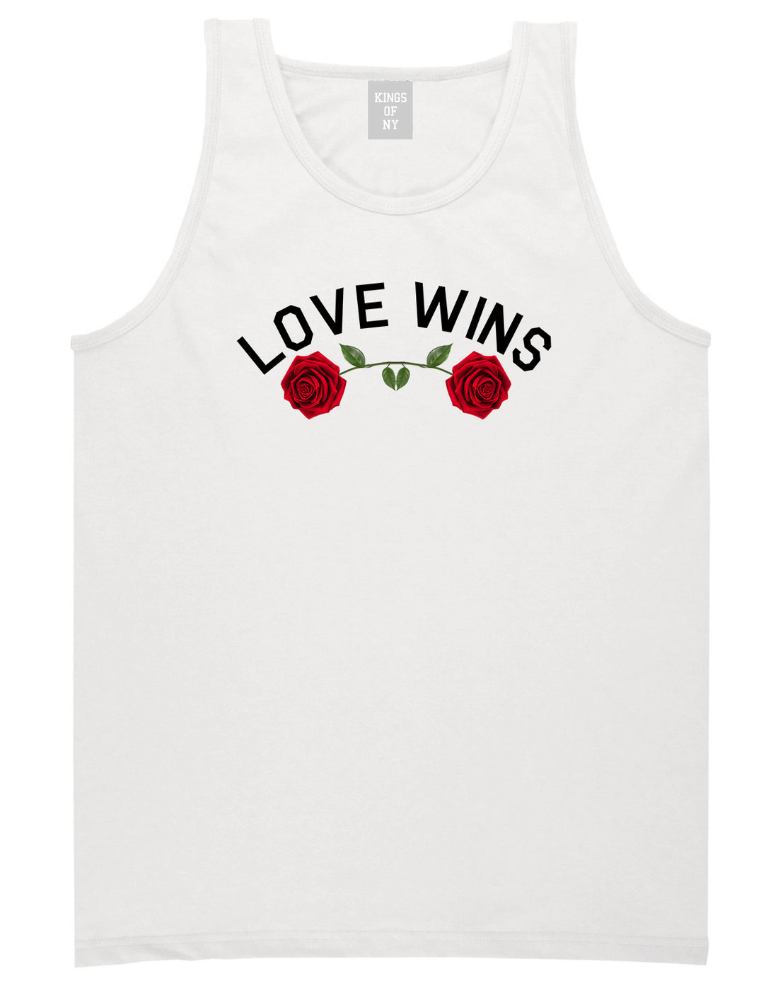 Love Wins Rose Mens Tank Top Shirt White by Kings Of NY