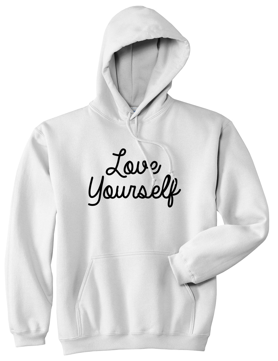 Love Yourself Script Mens Pullover Hoodie White