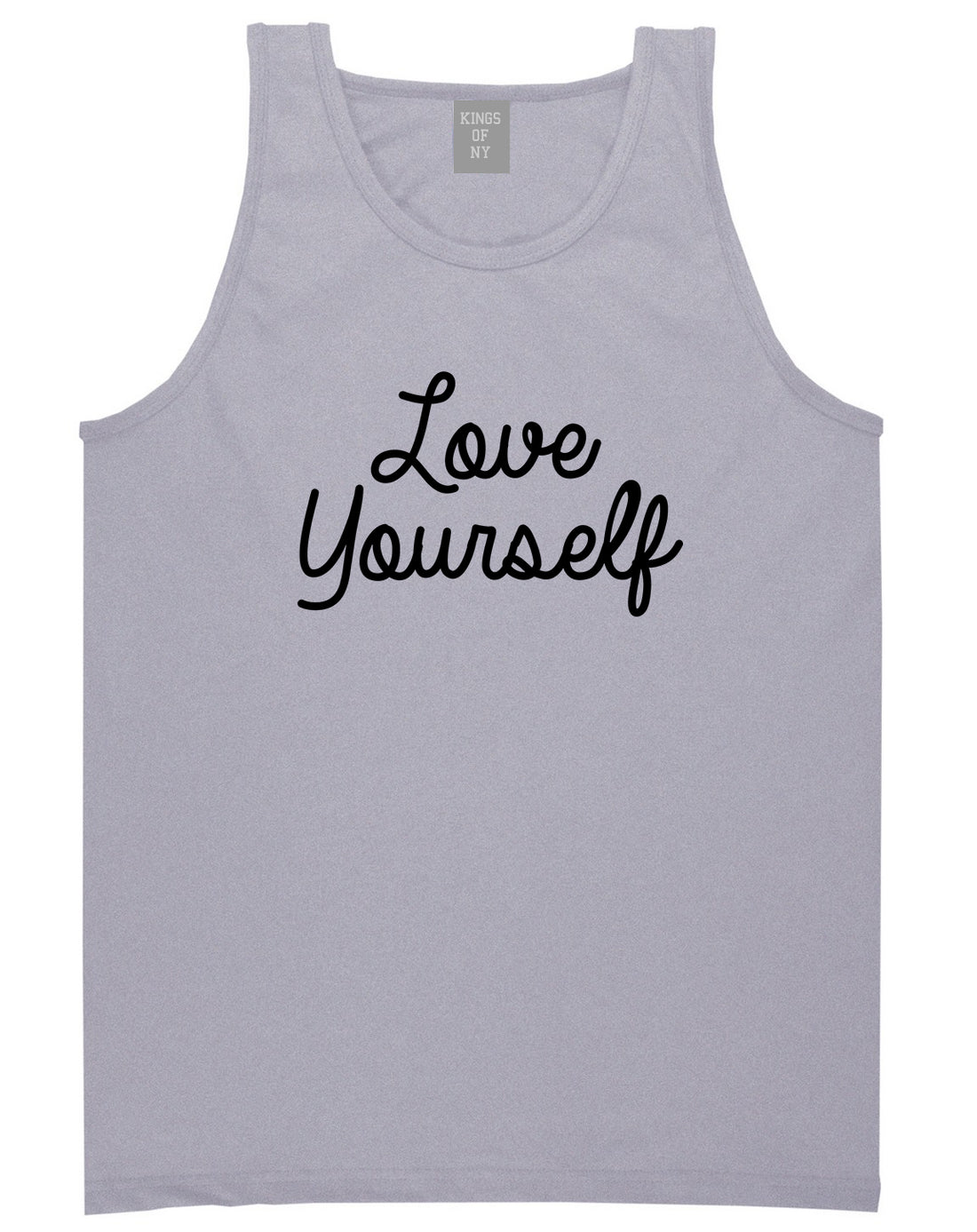 Love Yourself Script Mens Tank Top Shirt Grey