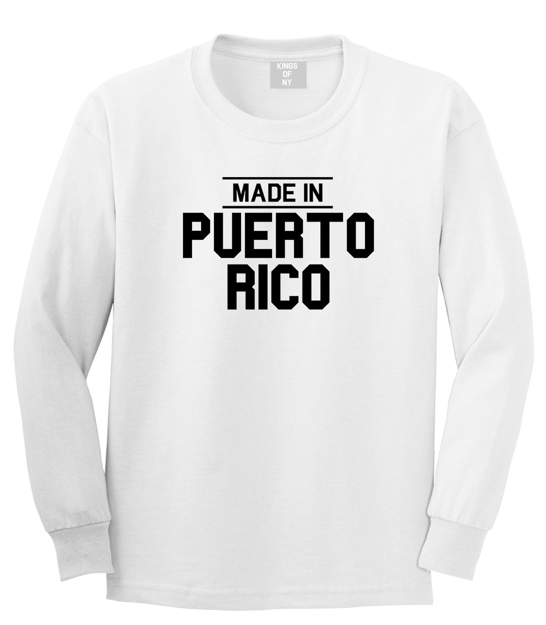 Made In Puerto Rico Mens Long Sleeve T-Shirt White