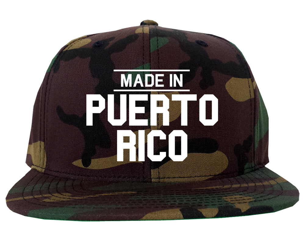 Made In Puerto Rico Mens Snapback Hat Green Camo