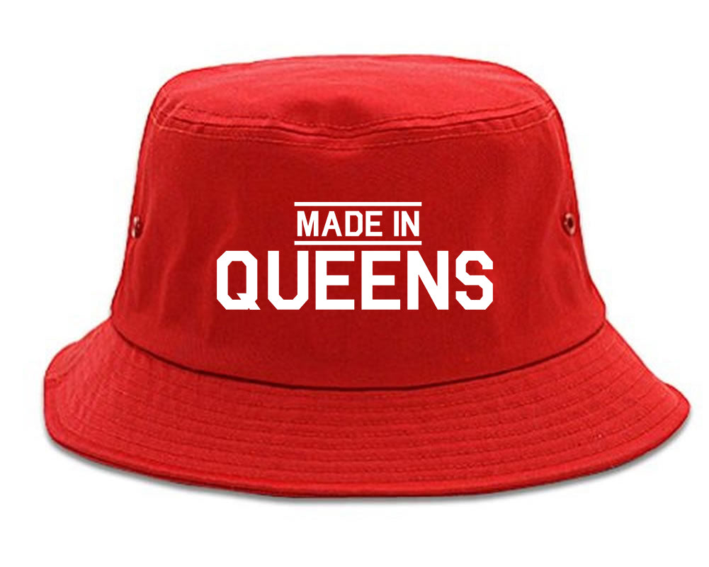 Made In Queens NY Mens Bucket Hat Red