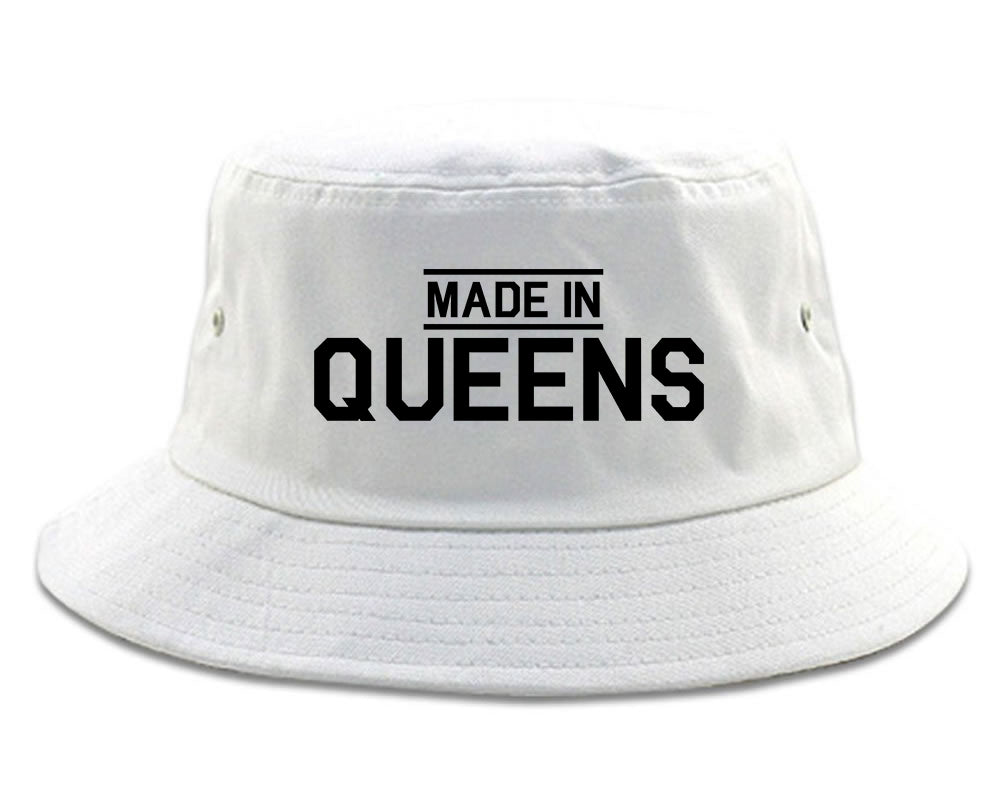 Made In Queens NY Mens Bucket Hat White