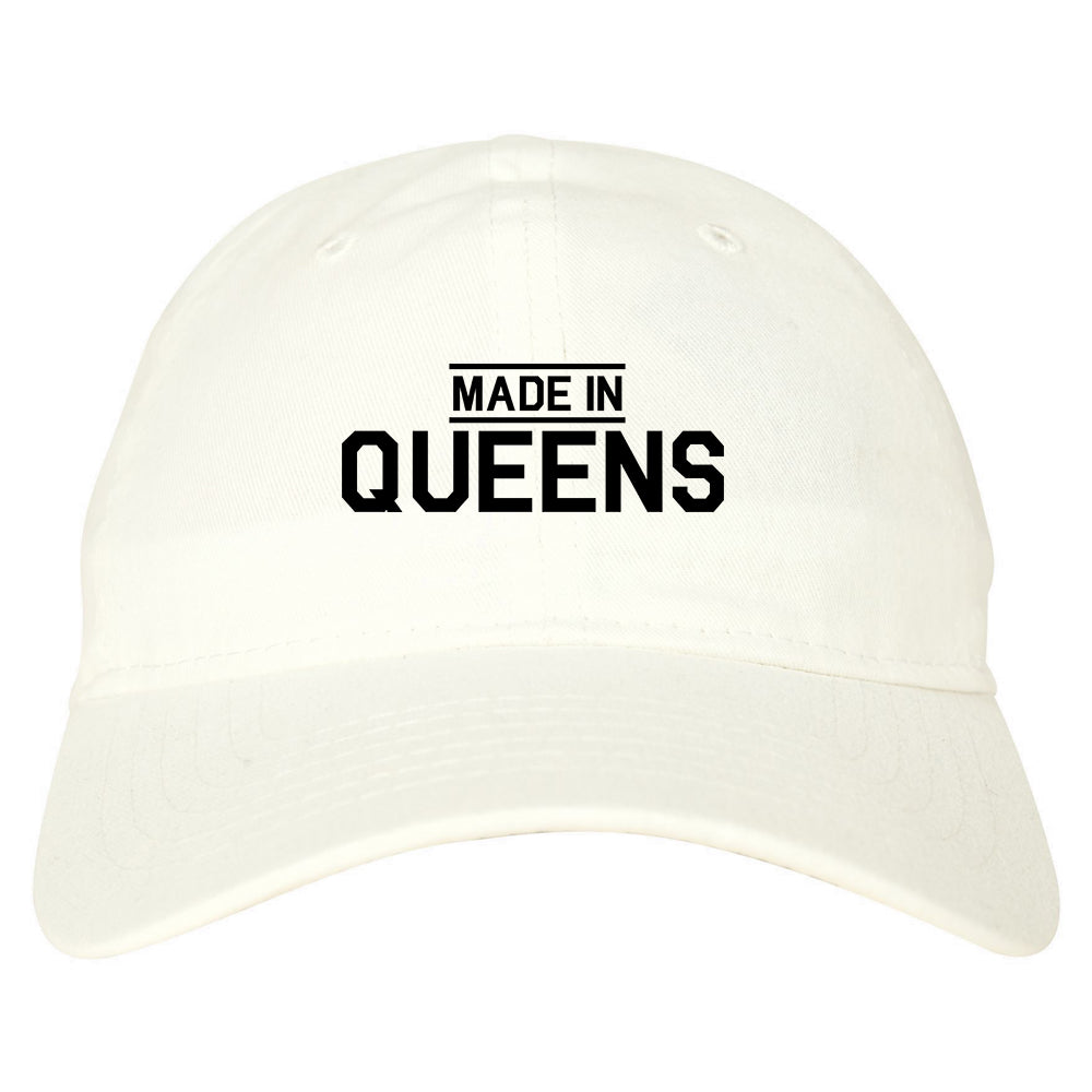 Made In Queens NY Mens Dad Hat White
