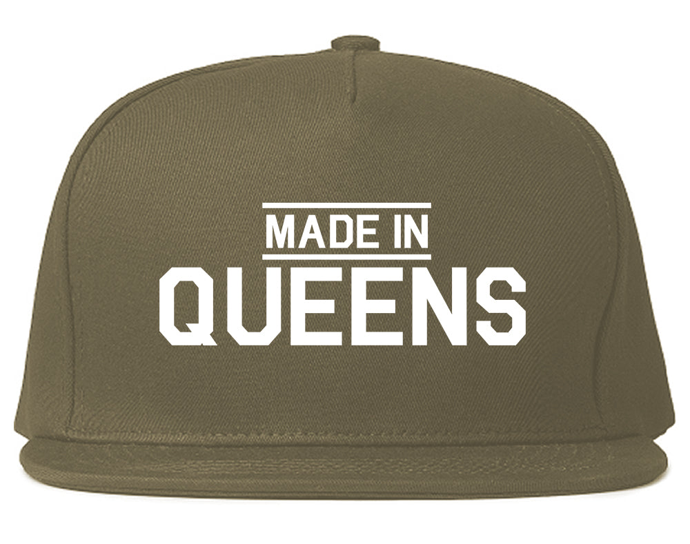 Made In Queens NY Mens Snapback Hat Grey