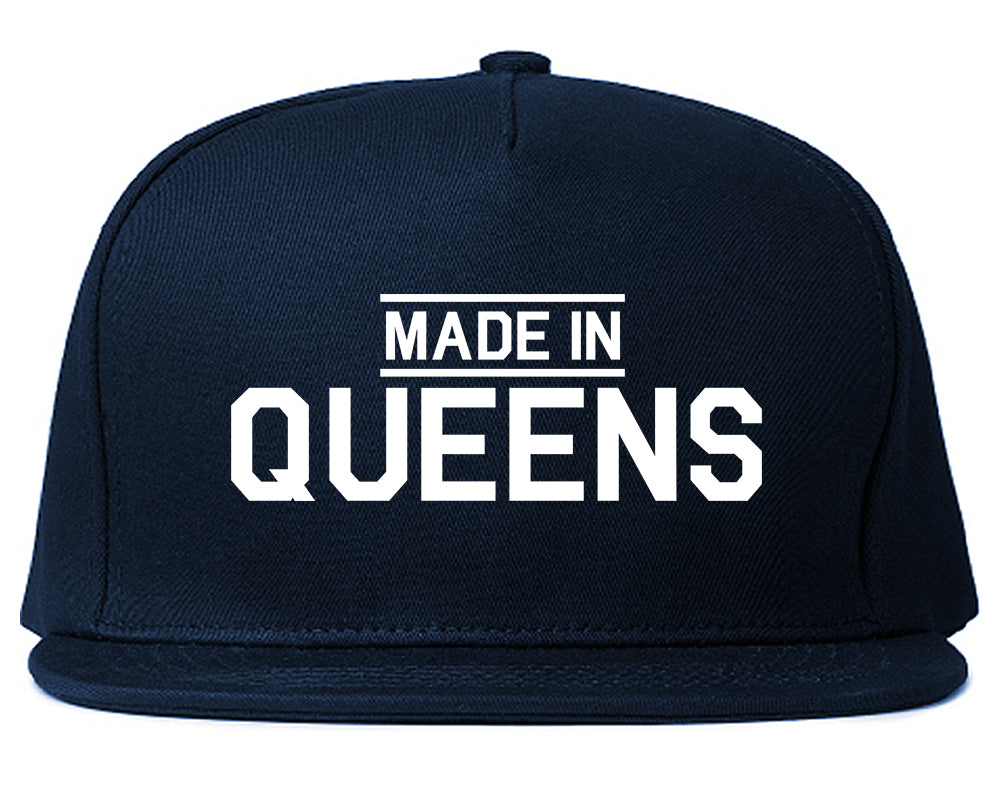 Made In Queens NY Mens Snapback Hat Navy Blue