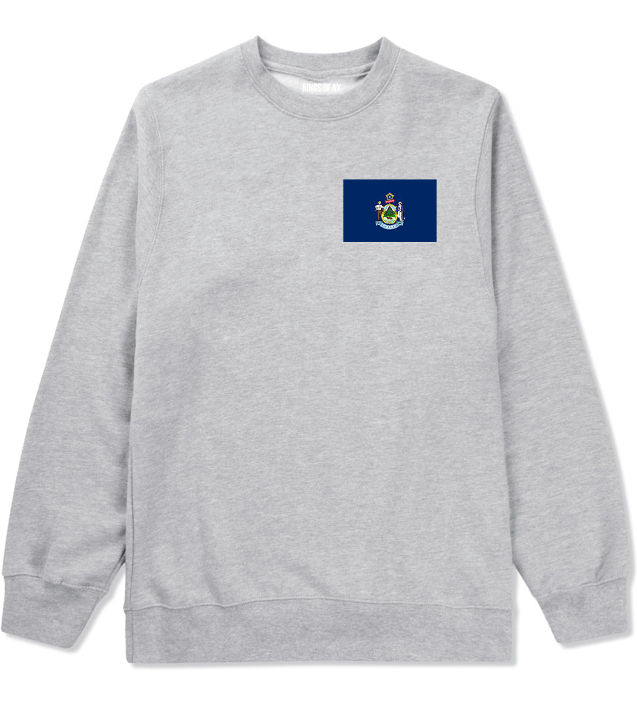 Maine State Flag ME Chest Mens Crewneck Sweatshirt Grey