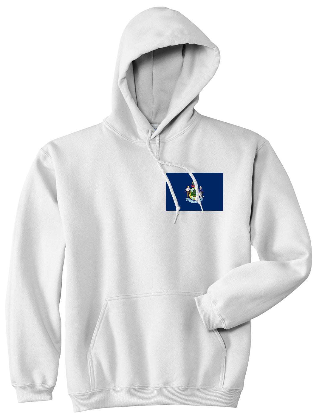 Maine State Flag ME Chest Mens Pullover Hoodie White