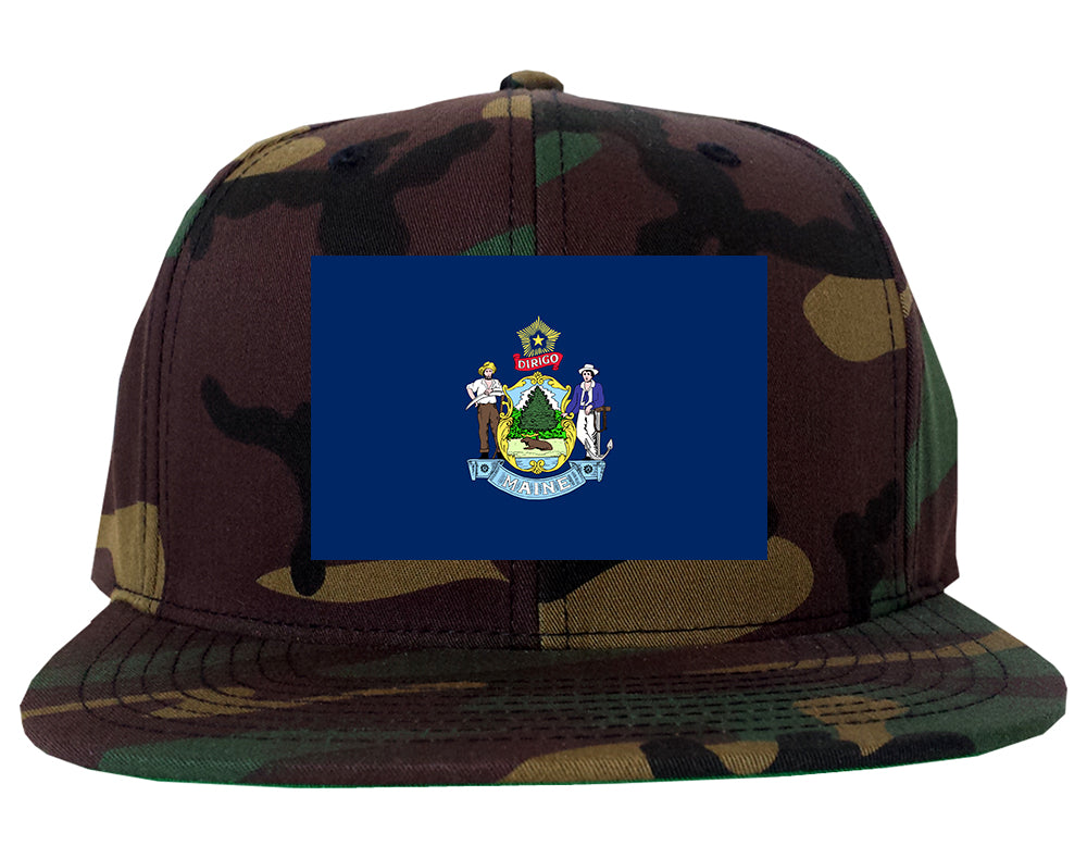 Maine State Flag ME Chest Mens Snapback Hat Army Camo