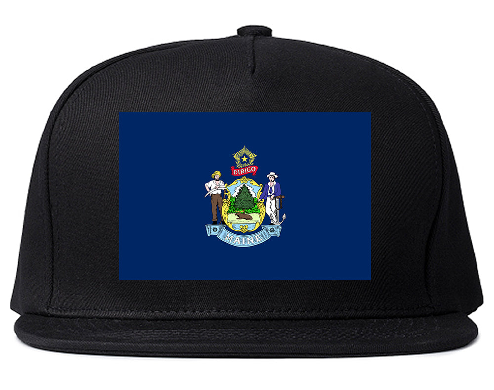 Maine State Flag ME Chest Mens Snapback Hat Black