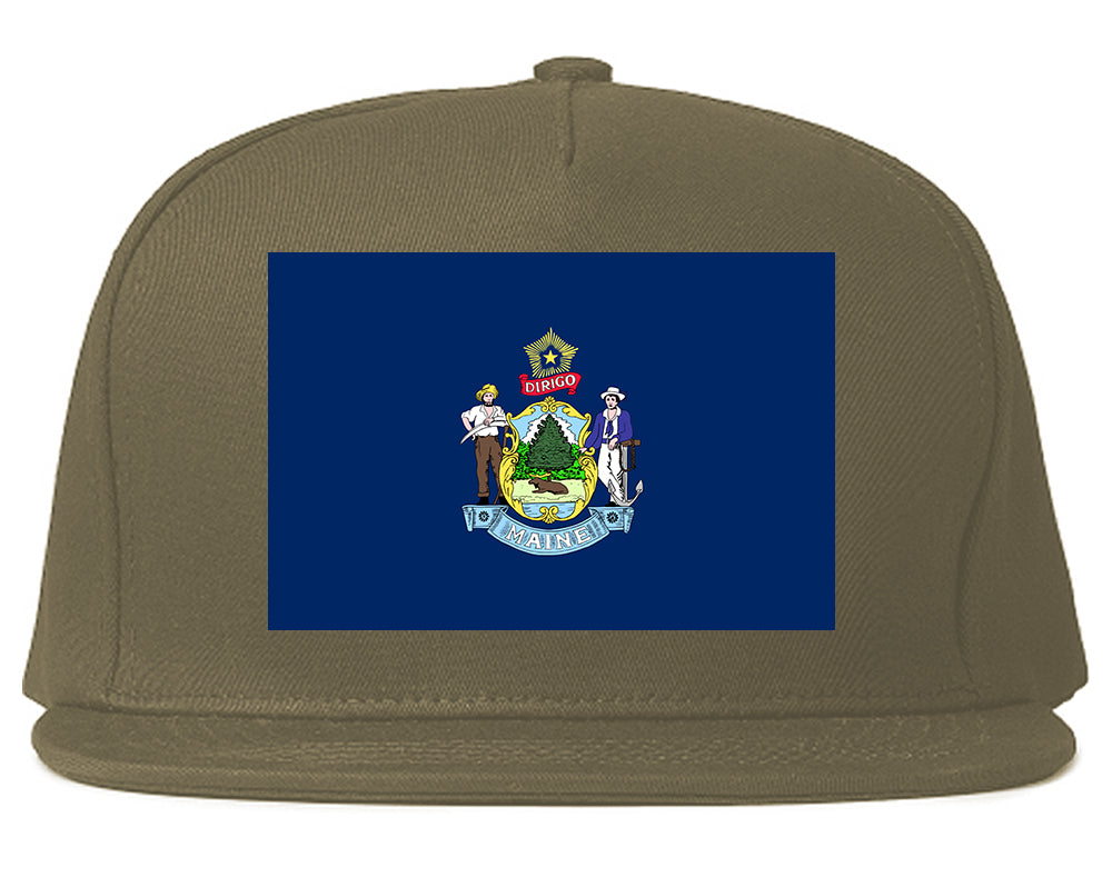 Maine State Flag ME Chest Mens Snapback Hat Grey