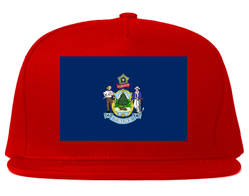 Maine State Flag ME Chest Mens Snapback Hat Red