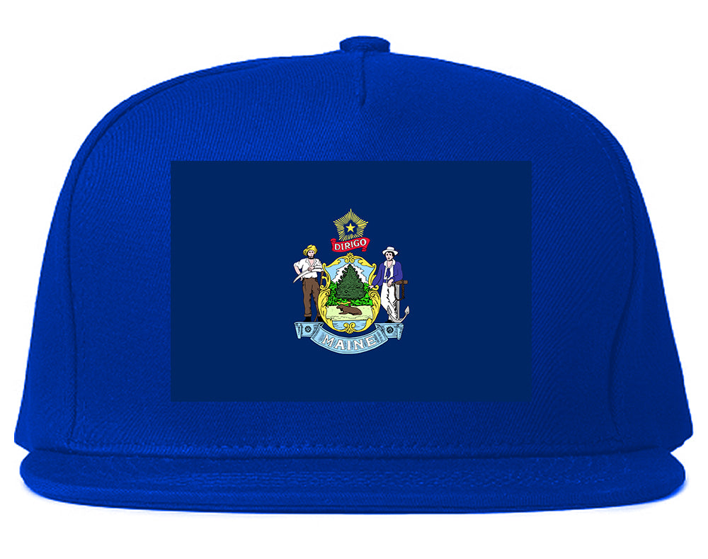 Maine State Flag ME Chest Mens Snapback Hat Royal Blue