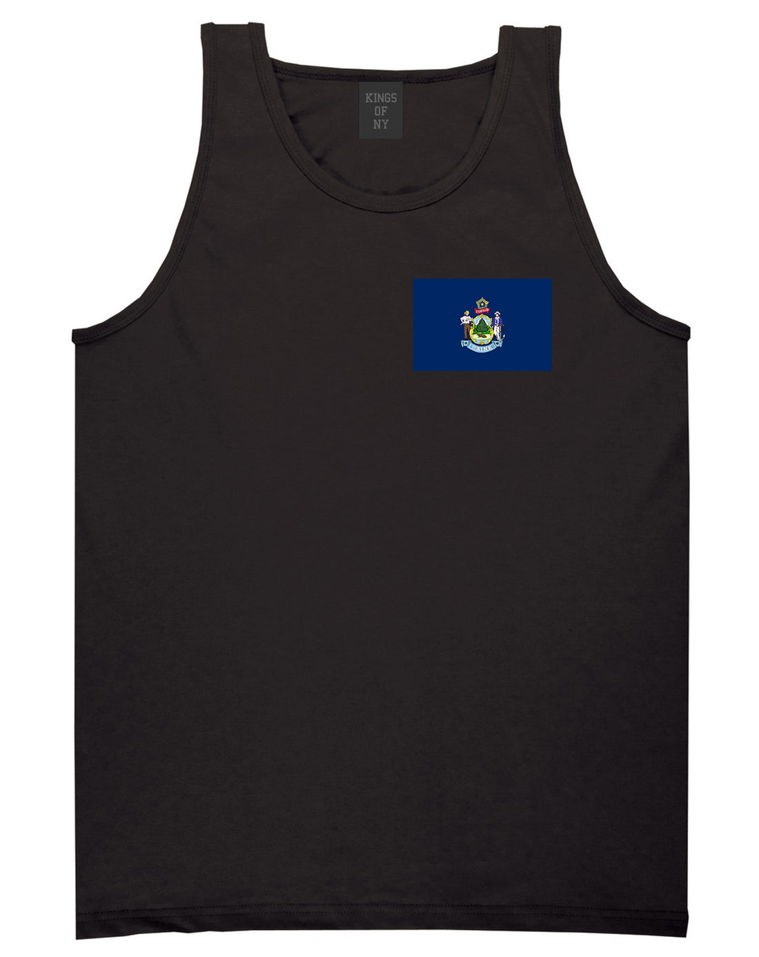 Maine State Flag ME Chest Mens Tank Top T-Shirt Black