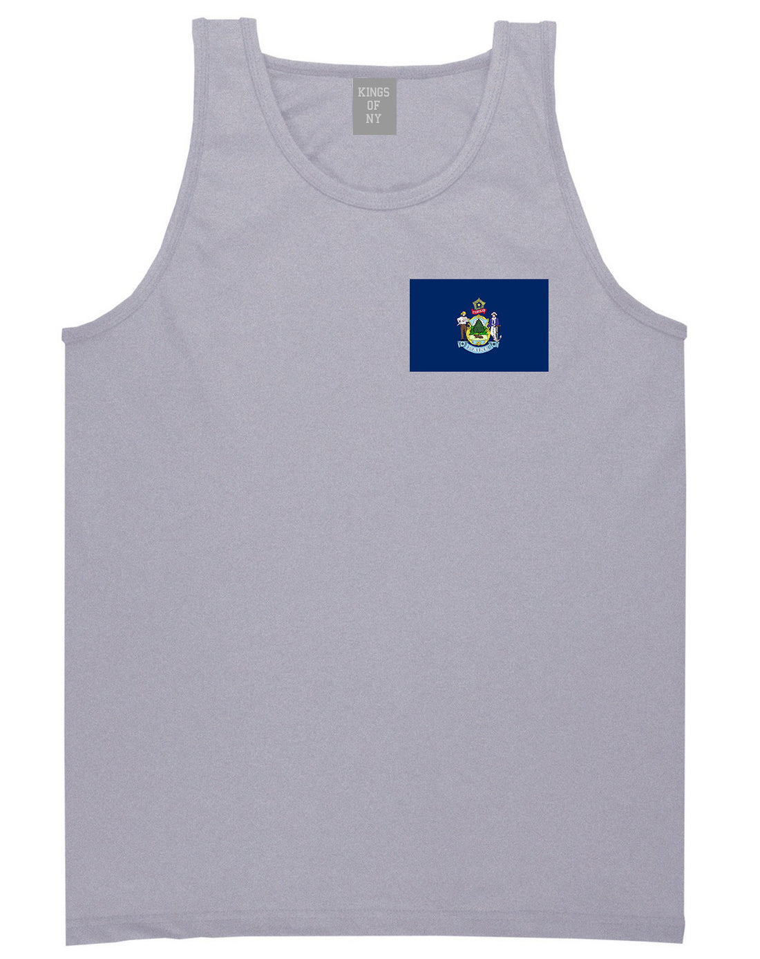 Maine State Flag ME Chest Mens Tank Top T-Shirt Grey