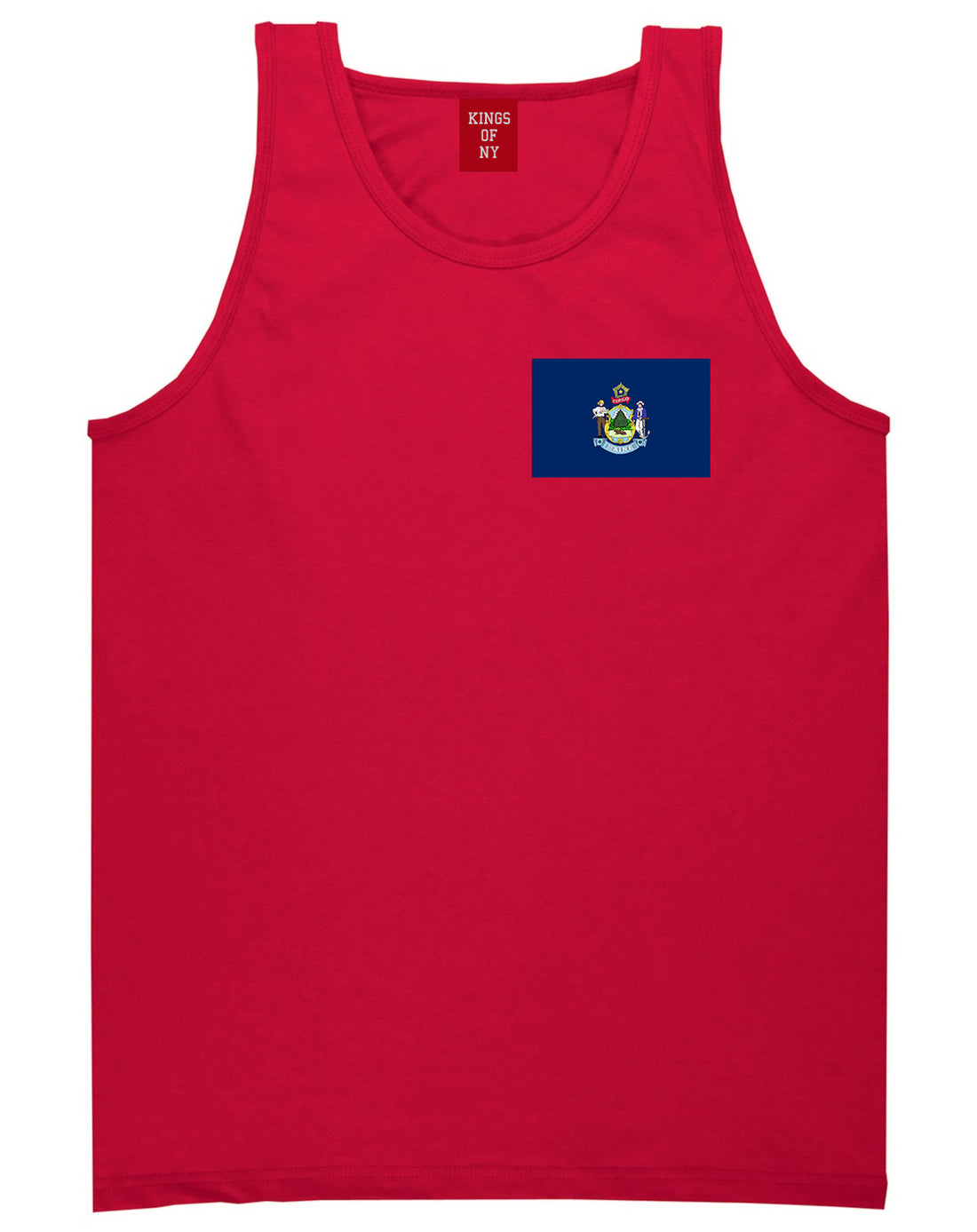 Maine State Flag ME Chest Mens Tank Top T-Shirt Red