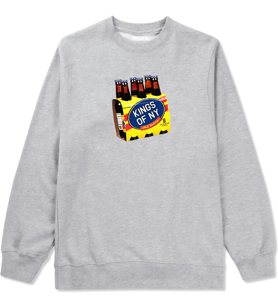 Malta 6 Pack Logo Mens Crewneck Sweatshirt Grey by Kings Of NY